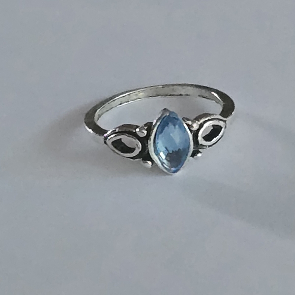 BLUE TOURMALINE NEW  SIZE 6 TITANIUM FOREVER WEAR SILVER RING - Picture 3 of 4